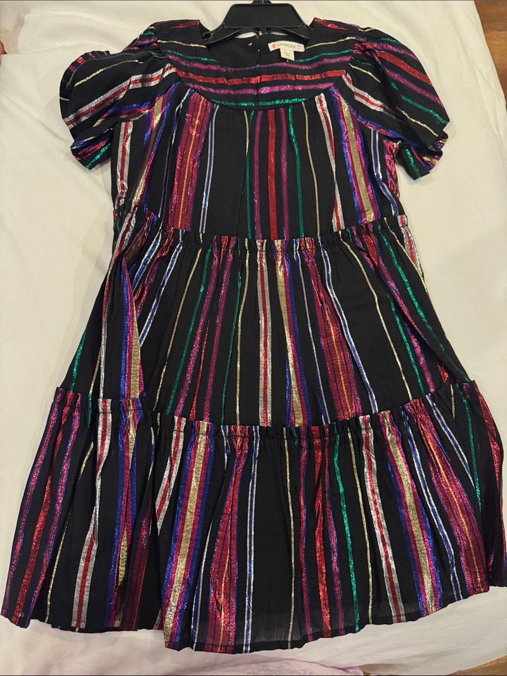J. Crew Black Dress with Metallic Multi-Color Stripes